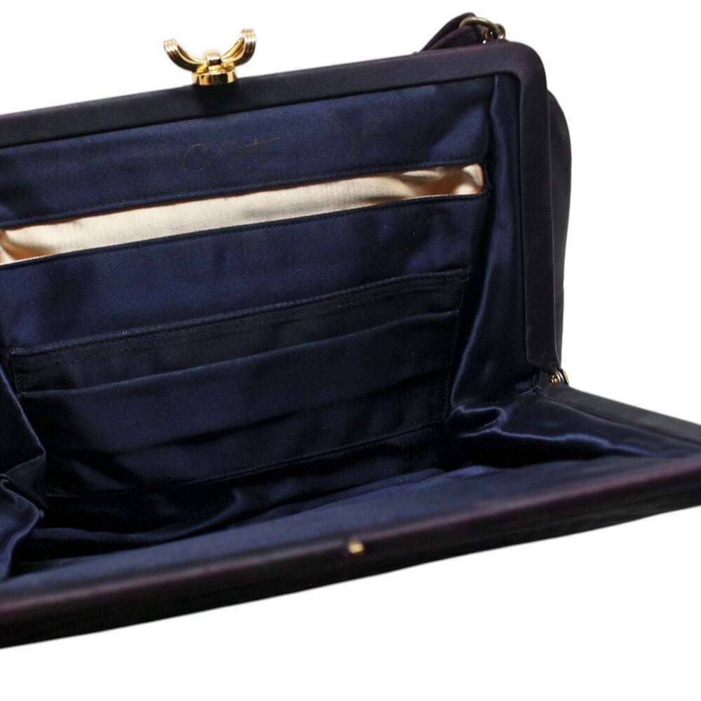 Vintage Coblentz Original Purse Dark Blue Pleated Satin Handbag 9x7"- Hey Viv - Picture 6 of 7